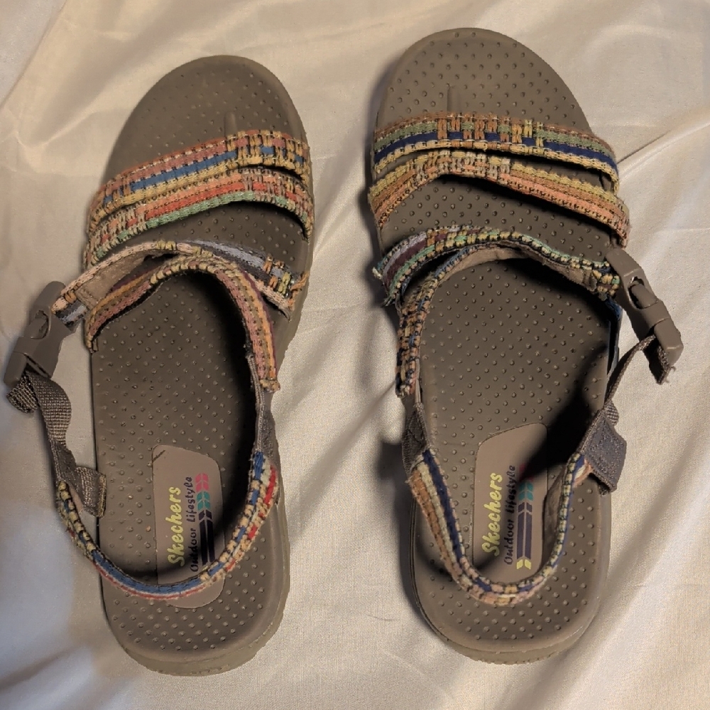 Skechers Gray and Multicolor Sandals